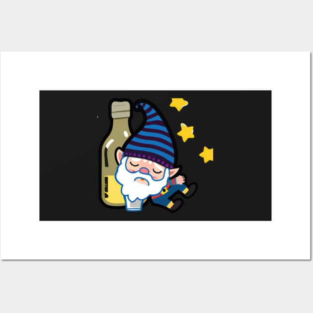 Drunk Gnome Cartoon Wall Art by Shadowbyte91